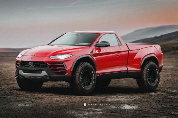 Lamborghini Urus Pickup rendering red angular look right