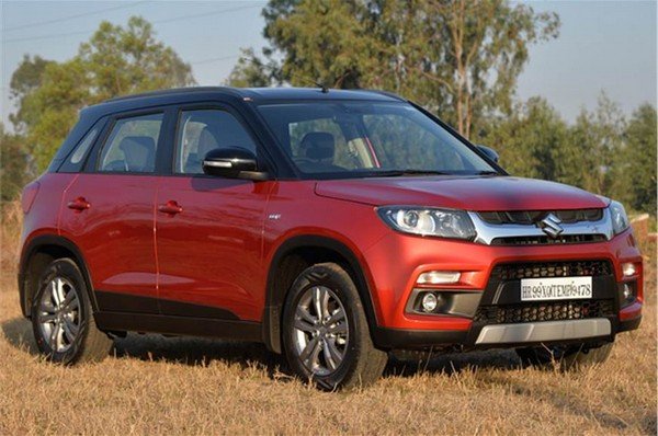 Maruti Suzuki Vitara Brezza red angular left