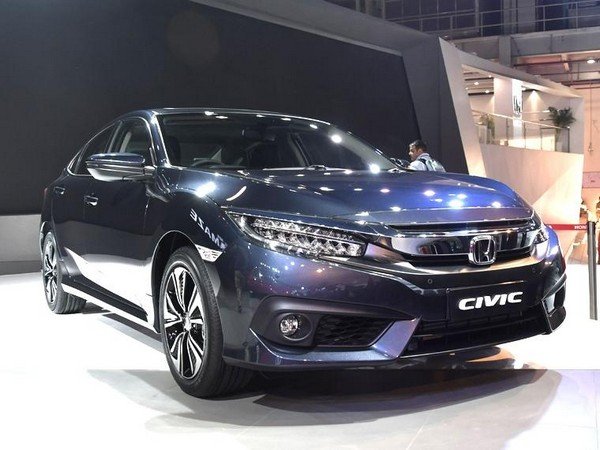 Honda civic blue color at showroom