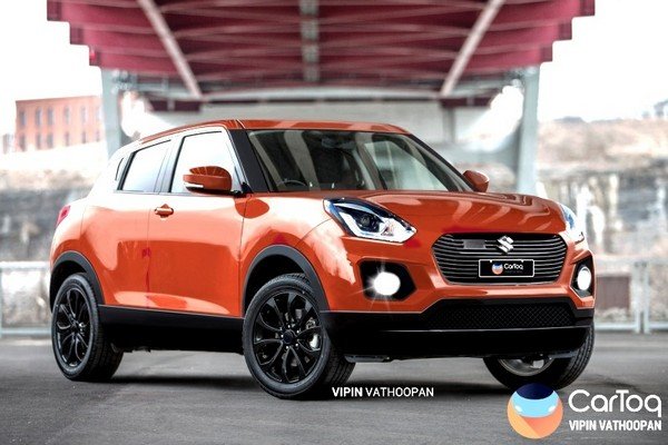 Maruti Swift Cross orange left angular rendered 