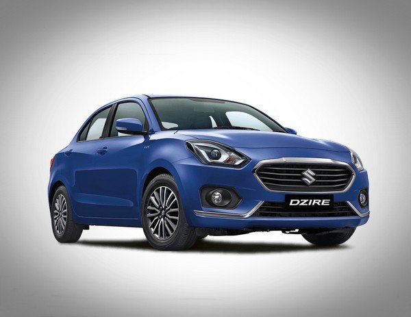  Maruti Suzuki Dzire blue color 2018 front and side view