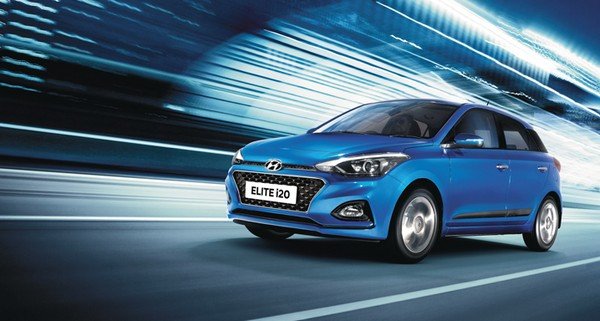 hyundai elite i20 front look blue color