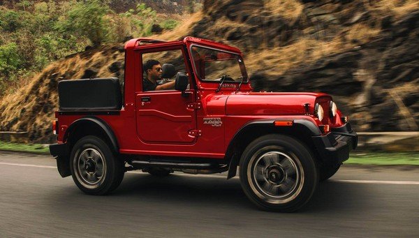 Mahindra Thar Adventure Series red rage side profile in action