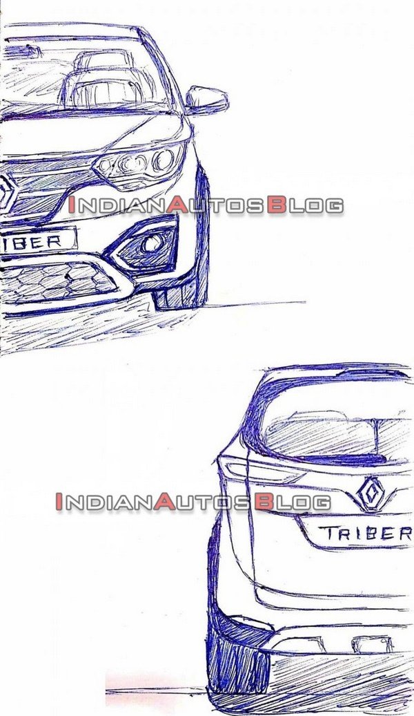 2019 renault triber front rear sketch