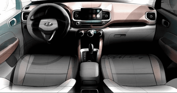 hyundai venue 2019 interiors dashboard sketch