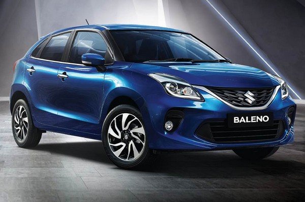 maruti baleno smart hybrid blue side profile