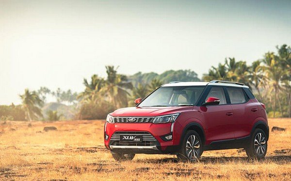 mahindra xuv300 red front three quarters left side