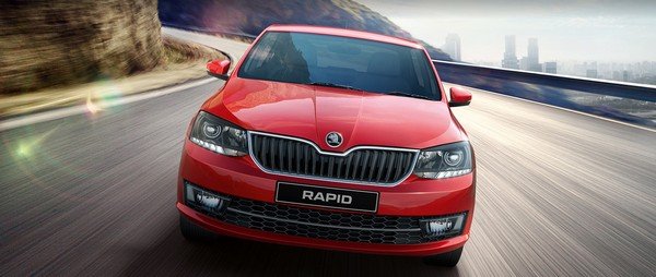 skoda rapid india red front angle