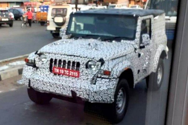 2020 mahindra thar camouflaged front angle