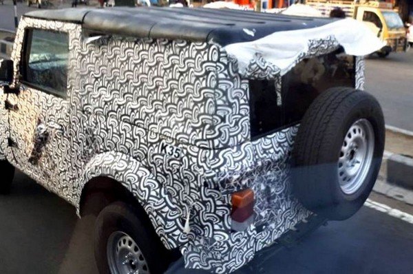 mahindra thar camouflaged rear angle