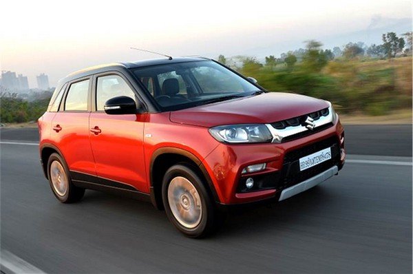 2018 maruti vitara brezzaorange side profile angle