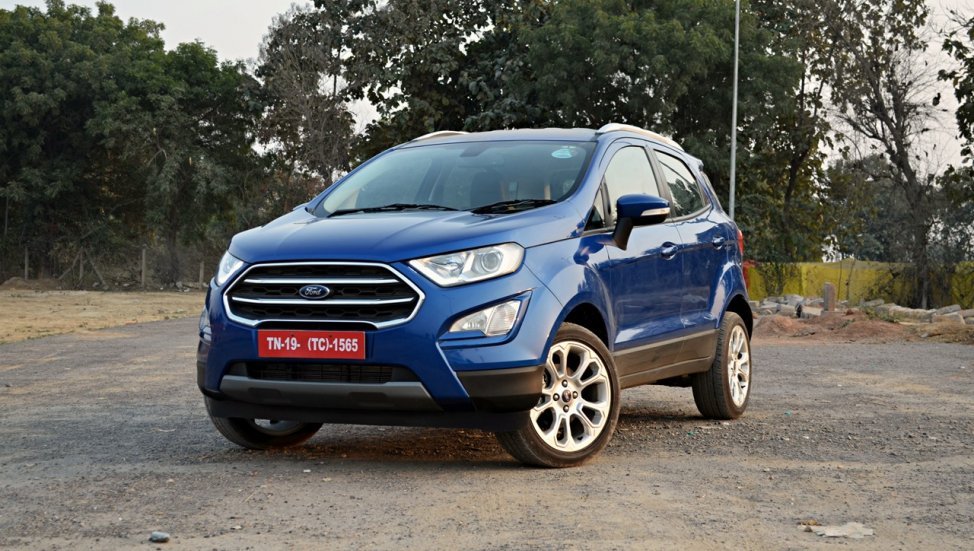 2017 Ford EcoSport petrol AT blue front angle