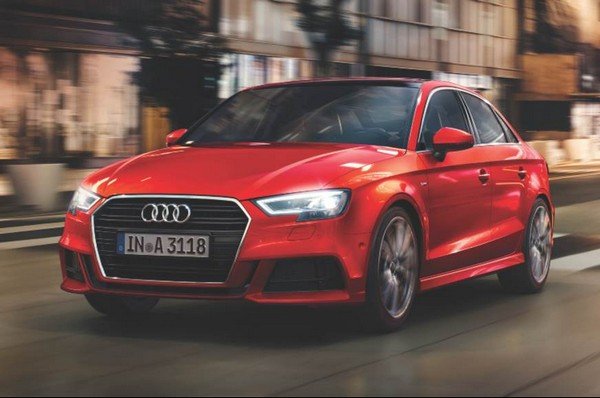 audi a3 sedan red colour front angle