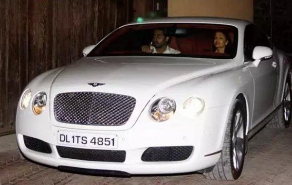 abhishek bachchan bentley continental gt white front