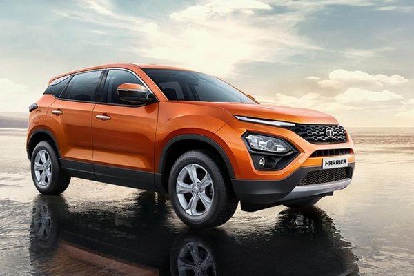 tata harrier three quarter front orange