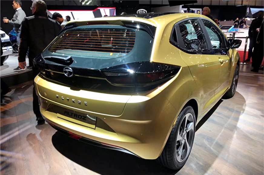 2019 Tata Altroz yellow rear angle