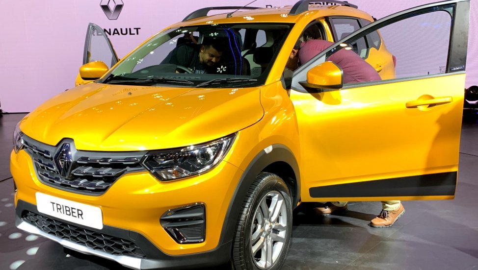 2019 Renault Triber orange front angle doors open