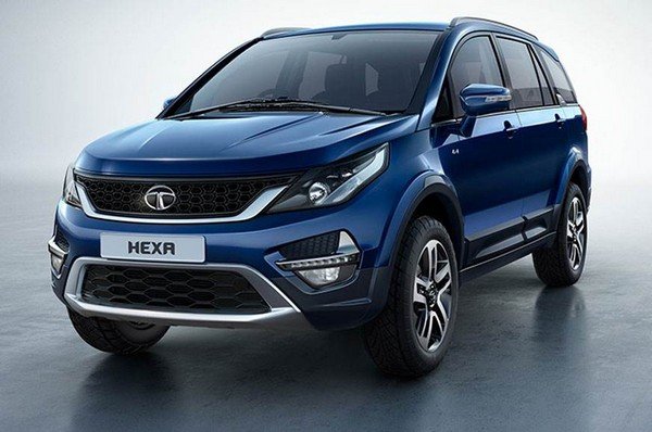 tata hexa blue three quarter left side