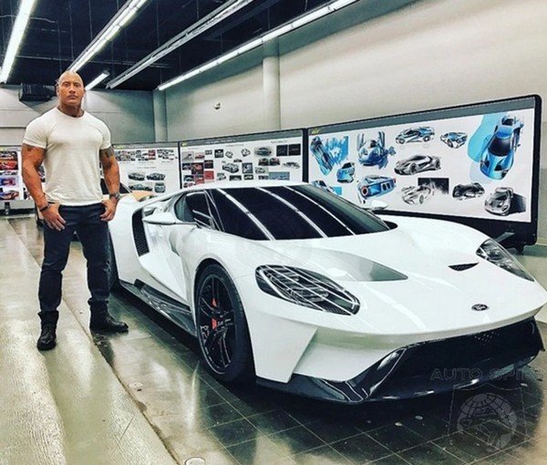dwayne johnson 2017 ford gt white front angle