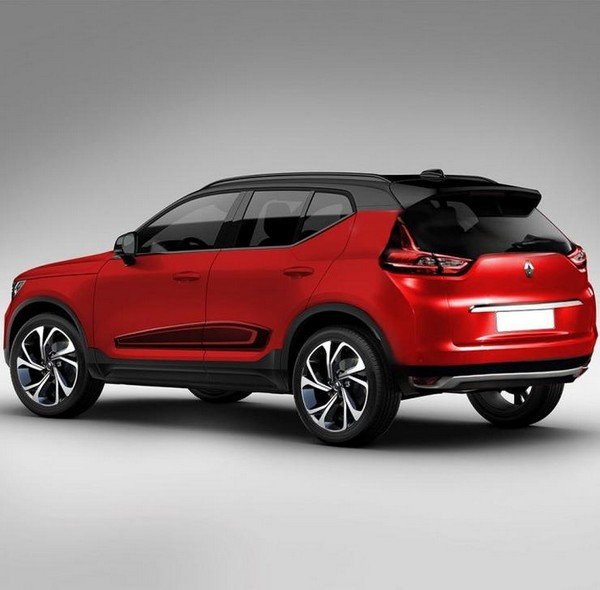 renault hbc compact suv red rear angle