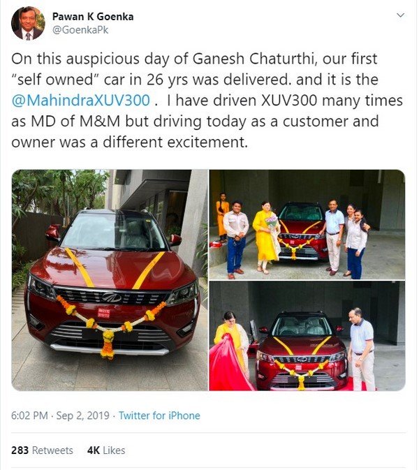 pawan goenka new mahindra xuv300