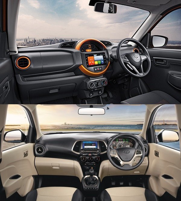 maruti s-presso hyundai santro dashboards