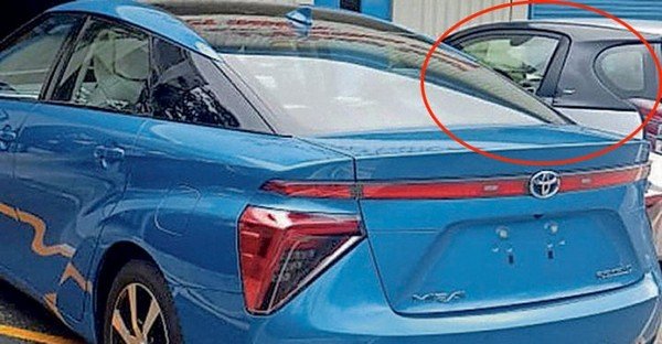 toyota mirai blue colour rear angle