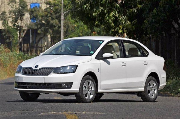 skoda rapid white front angle