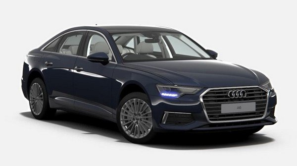 audia 6 blue front three quarters right side