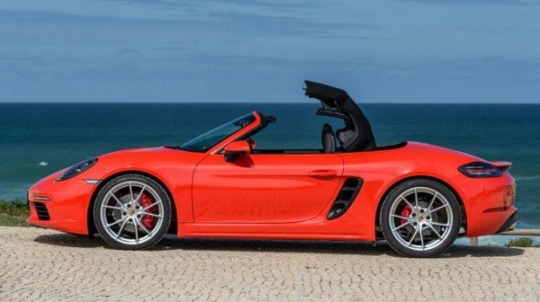 porsche 718 boxster red side angle