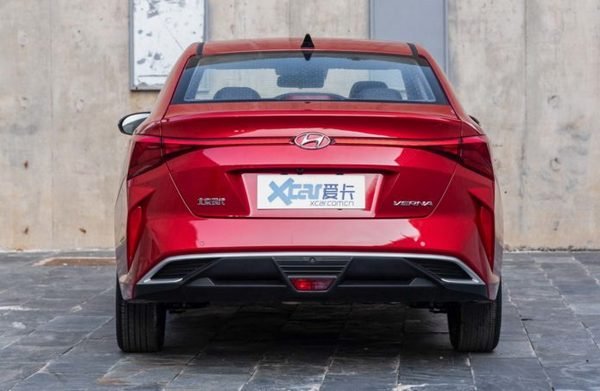 Rear anglw shot of the upcoming Hyundai Verna