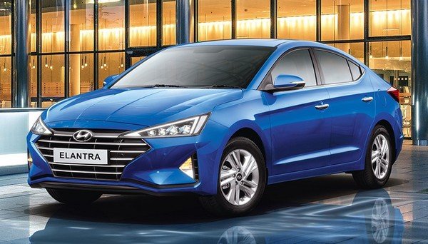 hyundai elantra 2019 blue colour front view