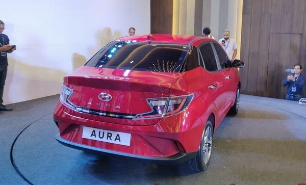 hyundai aura exterior three quarter rear