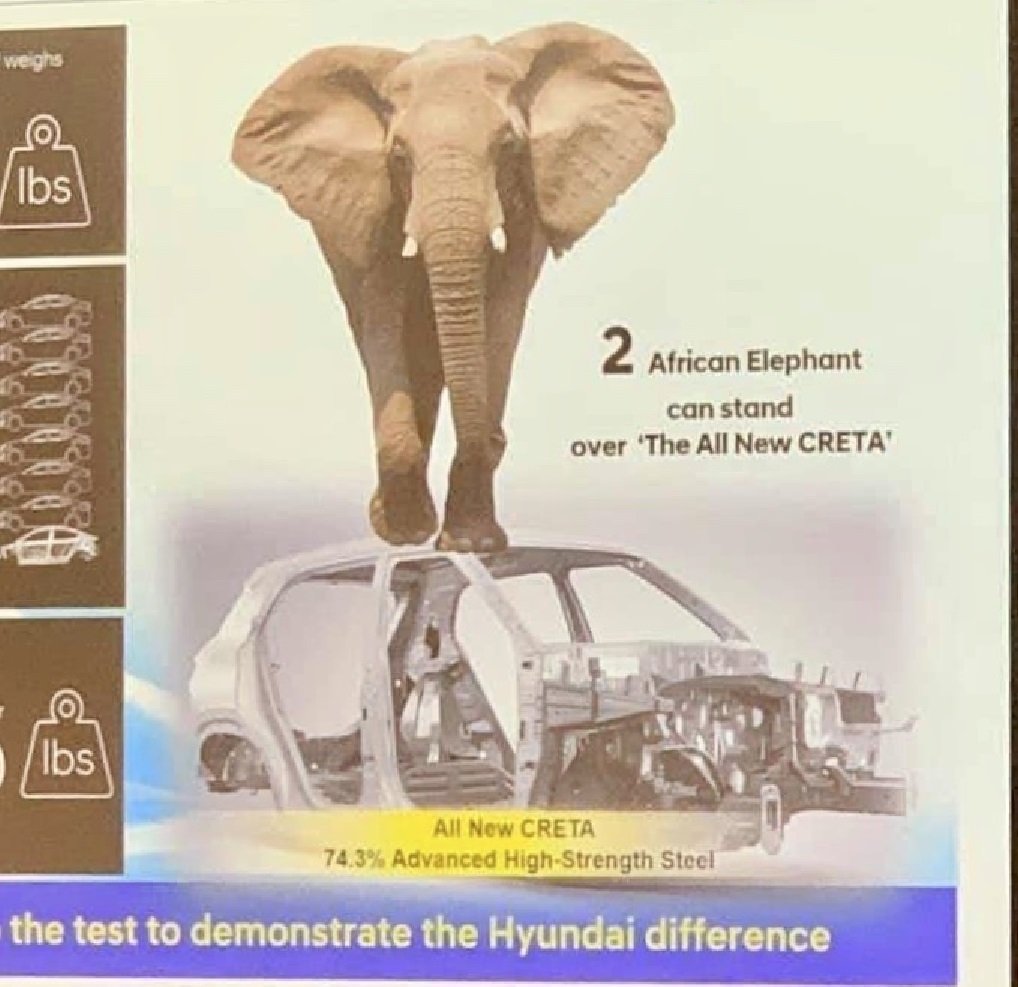 elephant standing over new Hyundai Creta
