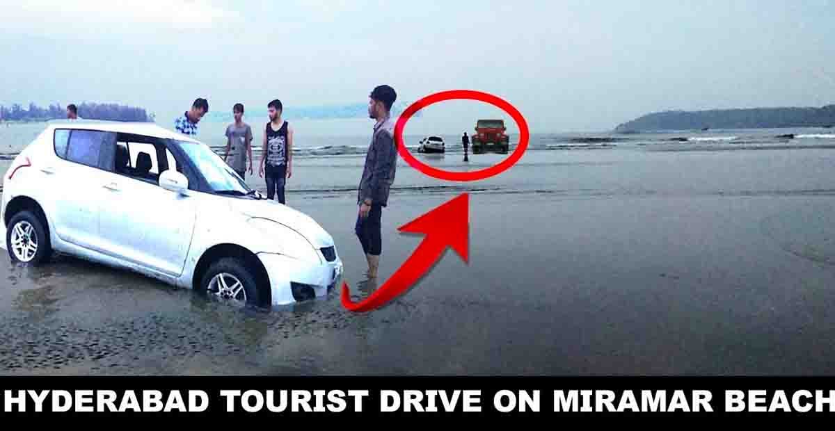 Watch a Mahindra Thar rescue a Maruti Swift stuck at a Goa beach