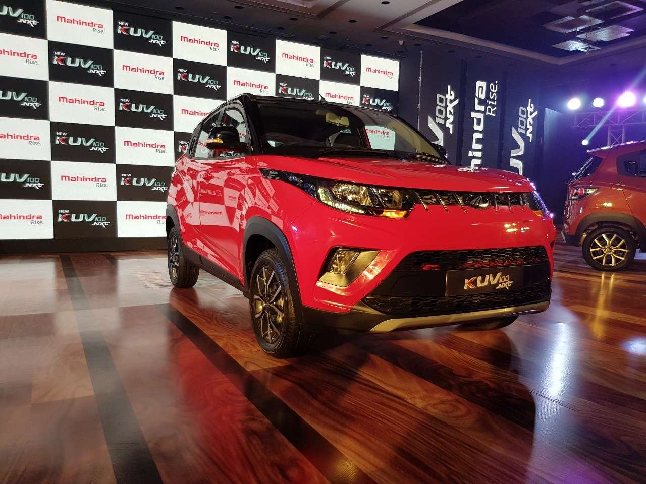 Mahindra KUV100 NXT red front angle