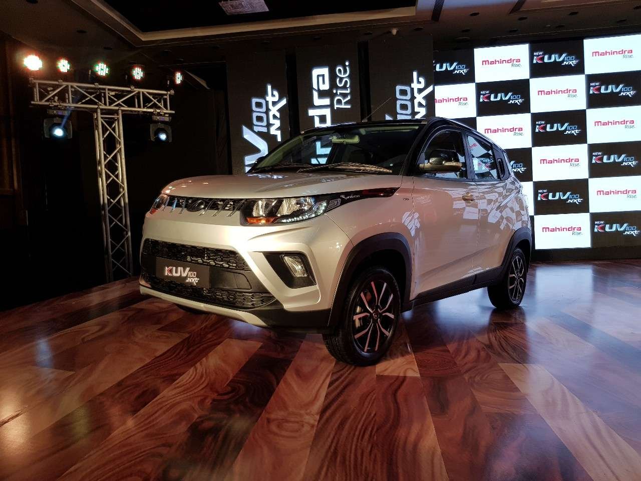 Mahindra KUV100 NXT silver front angle