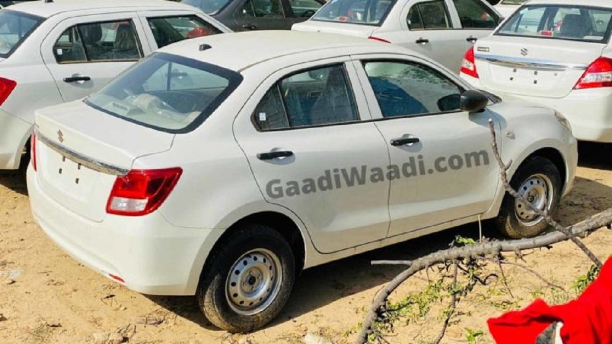 Base-Spec LXI Variant of Maruti Dzire Facelift Spotted at Dealership Yard