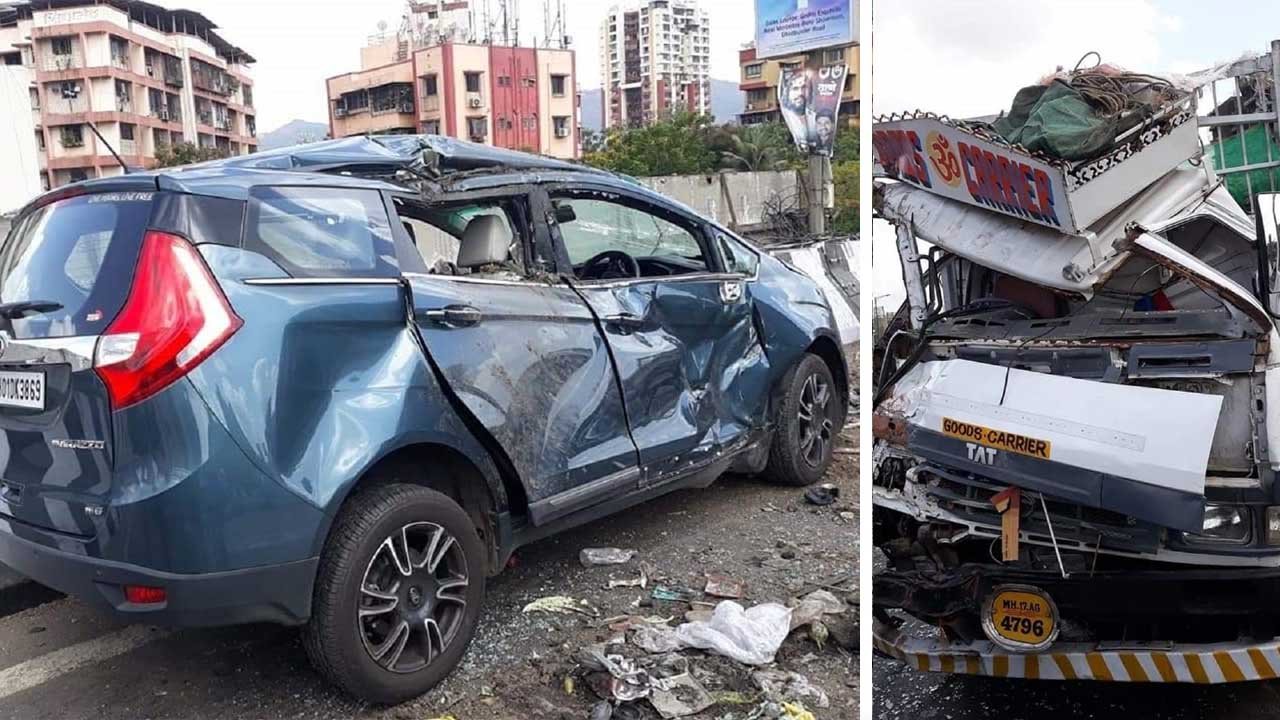 Mahindra Marazzo (4-star NCAP) Collides With Truck, Driver Safe
