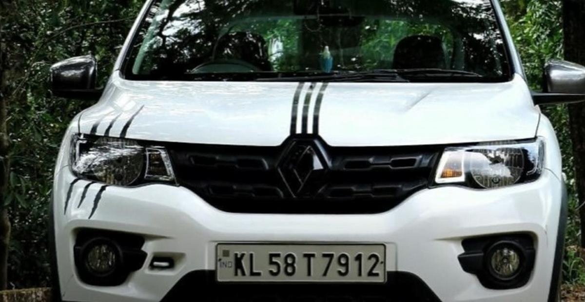 modified renault kwid white colour front angle