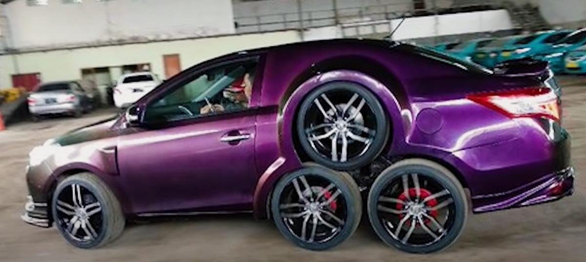 modified car with 8 wheels