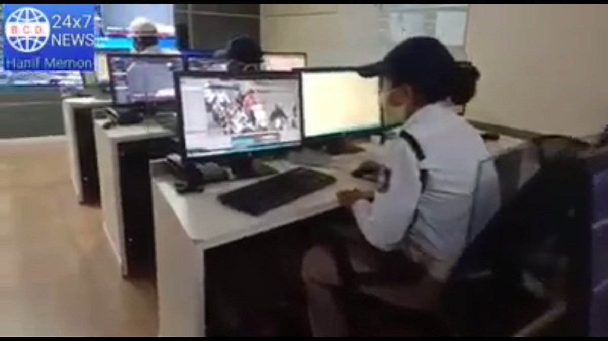 Traffic Police monitoring CCTV footage