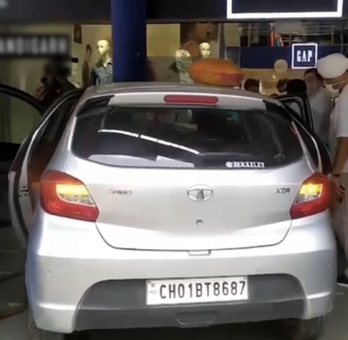 Out-of-control Tata Tiago Crashes Into A Showroom in Chandigarh, All Safe