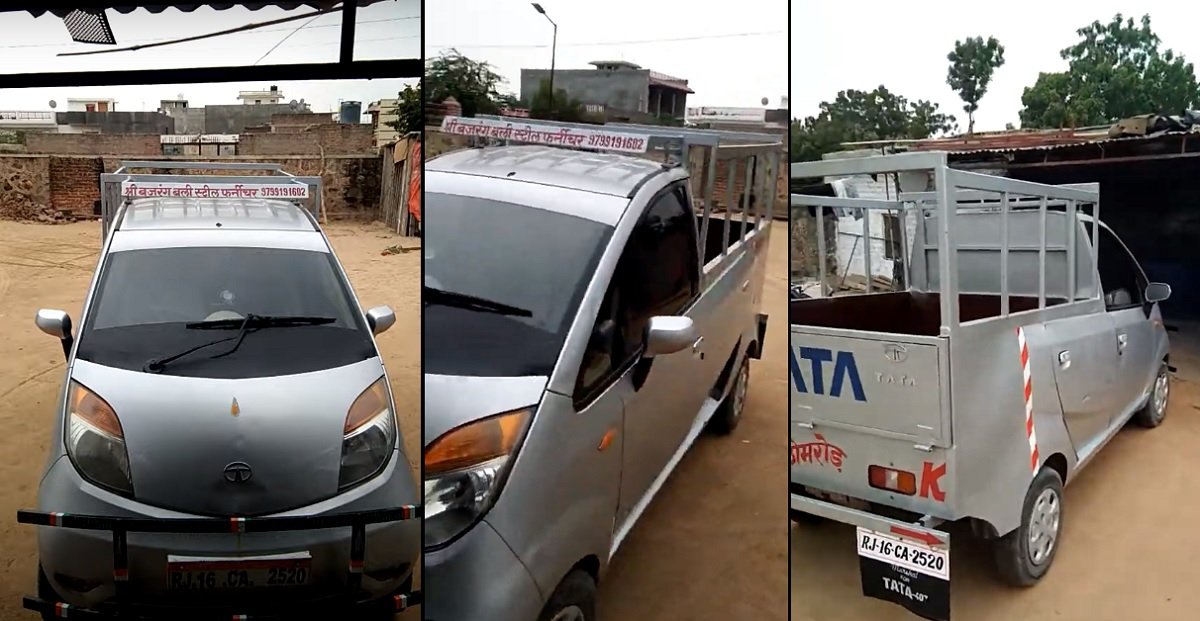 Tata Nano Modified In To A Pickup Truck, Gets Extended Flatbed