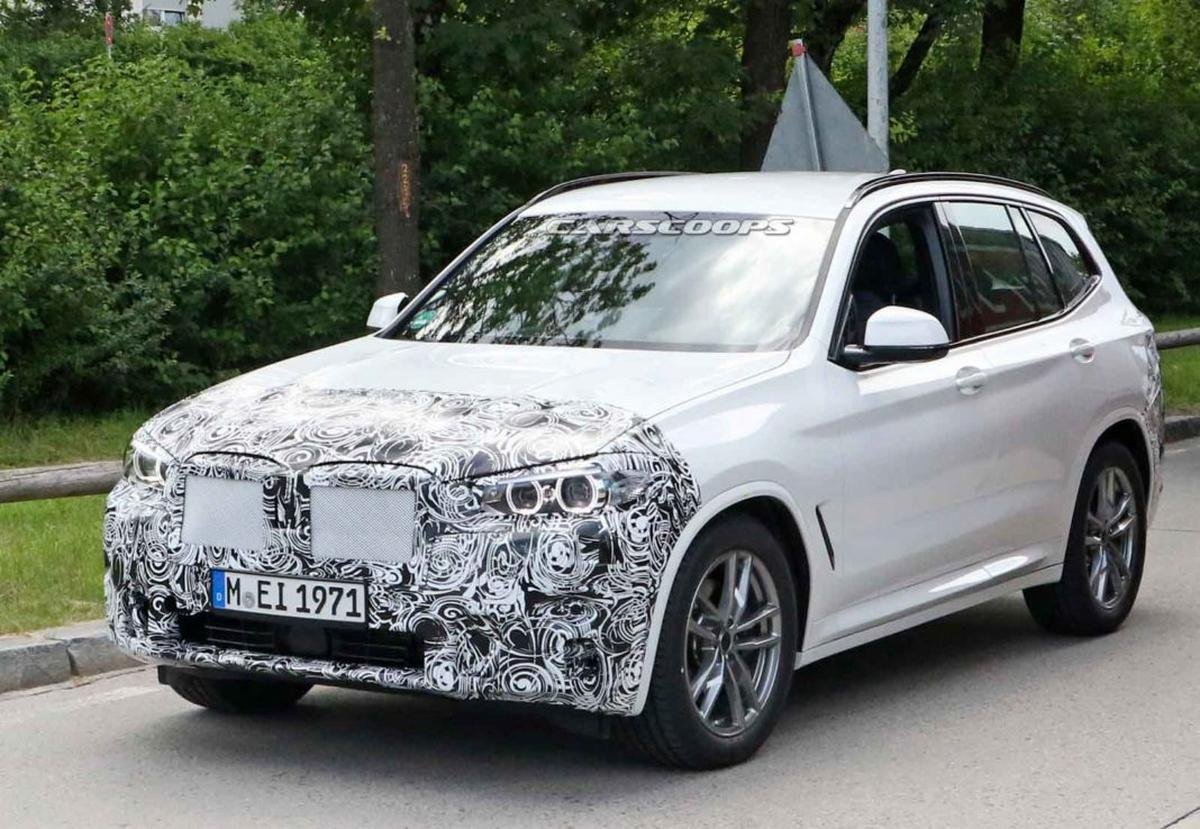 bmw x3 facelift spied front three quarters