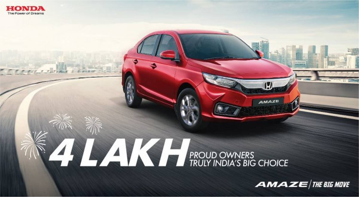 The Honda Amaze has crossed the mark of milestone of 4-lakh sales number.