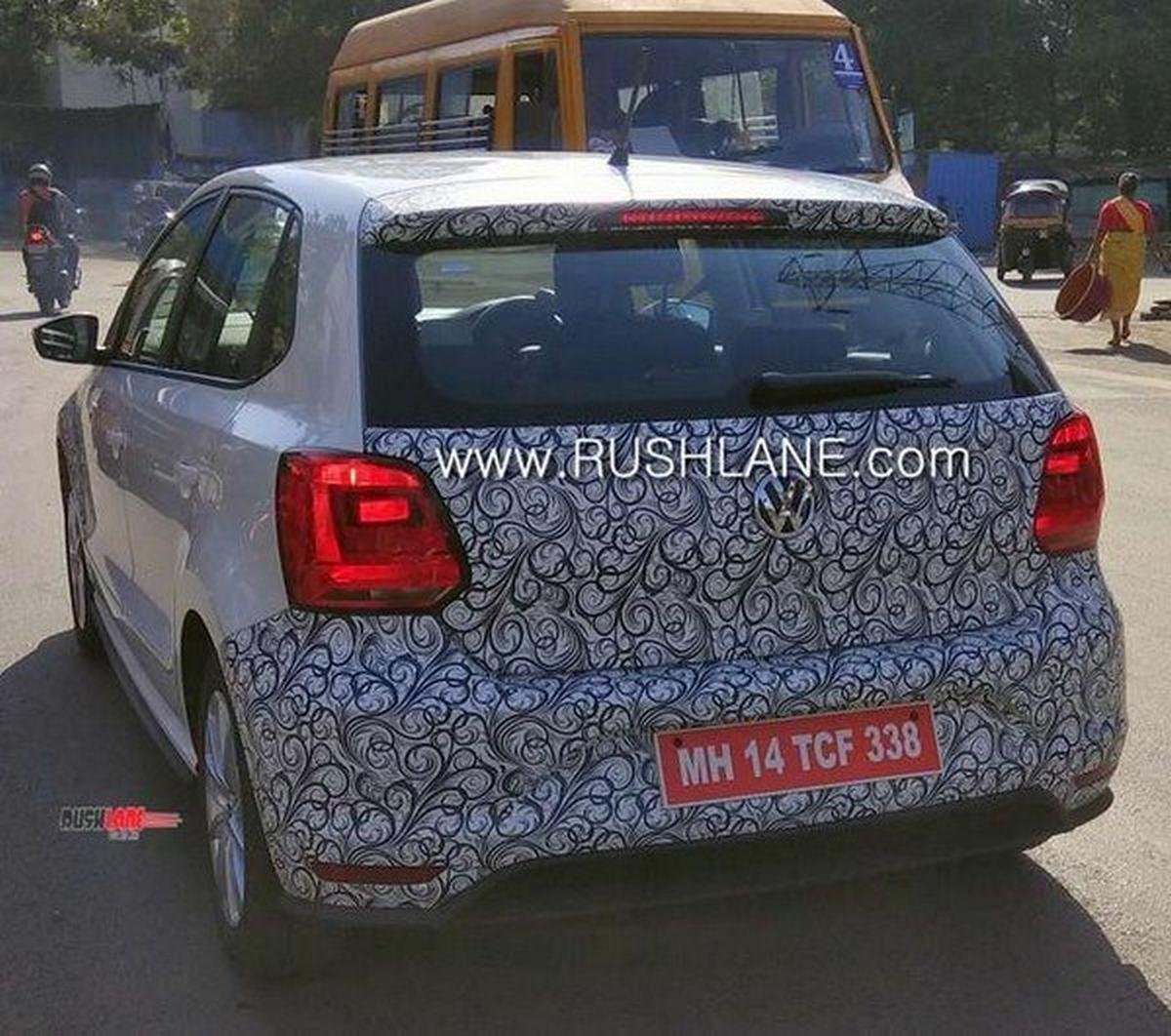 2019 volkswagen polo facelift spy rear angle