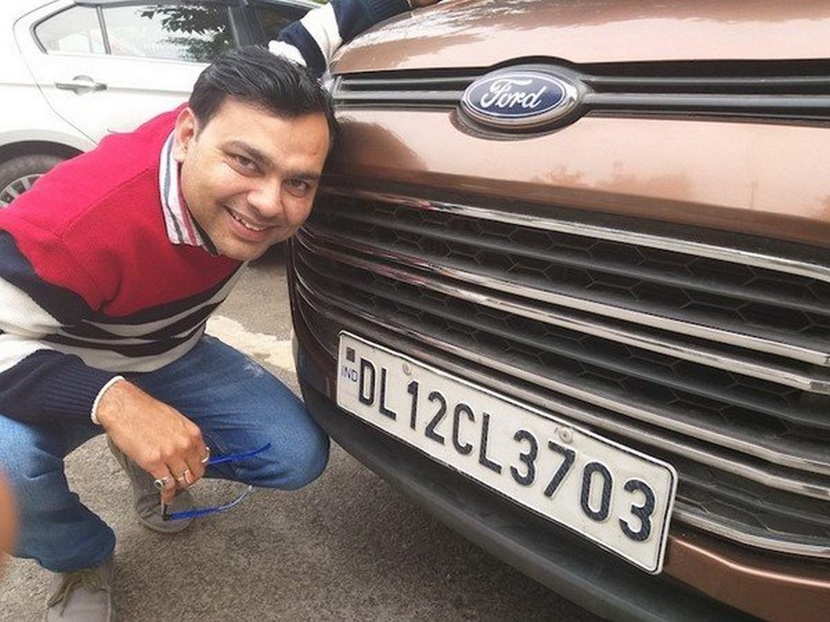 Deepak Dhojia and his Ford EcoSport brown front