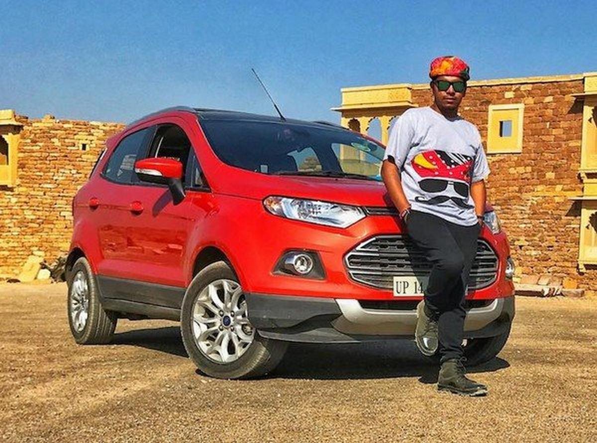 Siddhant Raghav and his Ford EcoSport red angular left