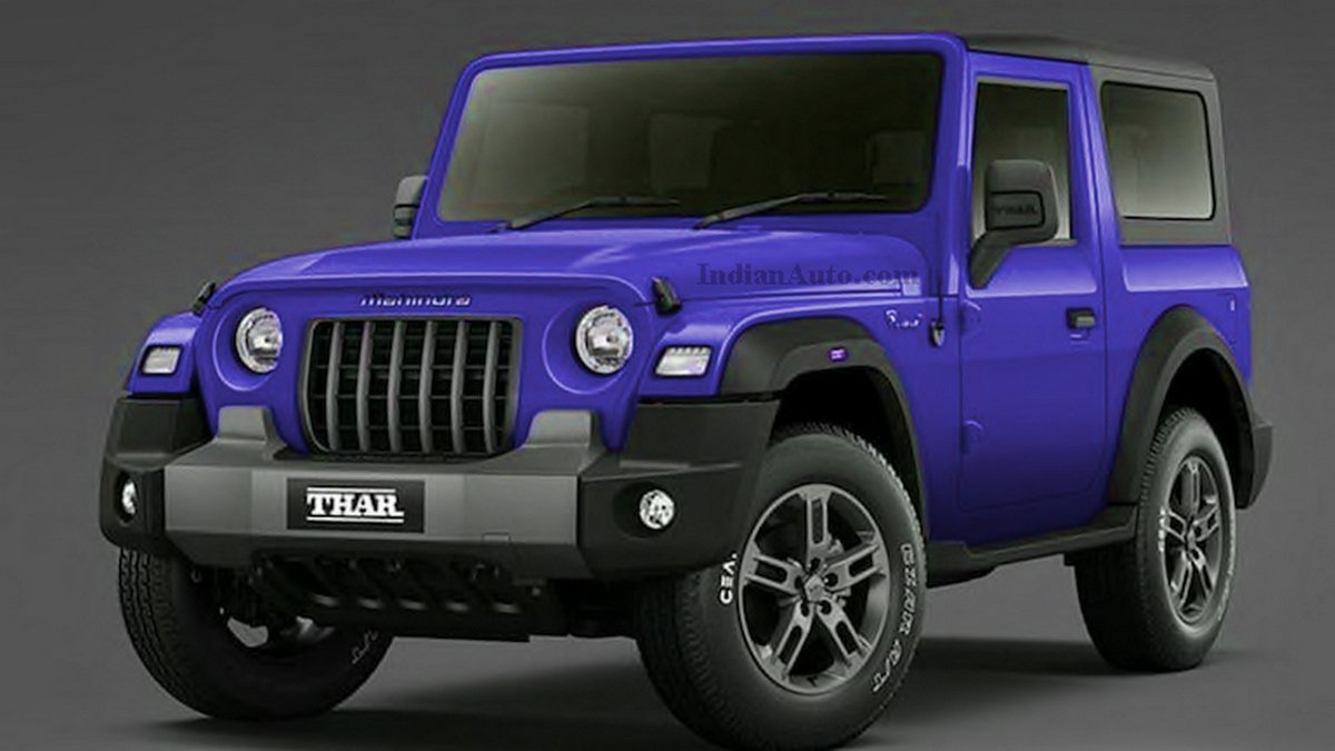 Front-side-look-of-Blue-Mahindra-Thar